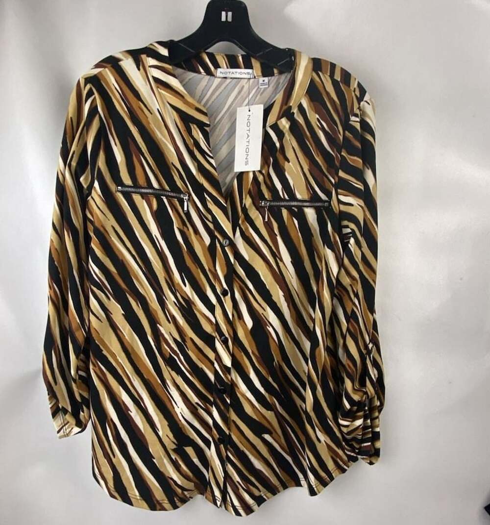 Notations Animal Print Button-Up Shirt
